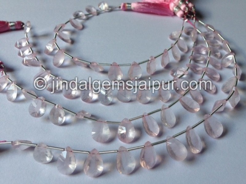 Rose Quartz Double Concave Pear Shape Beads